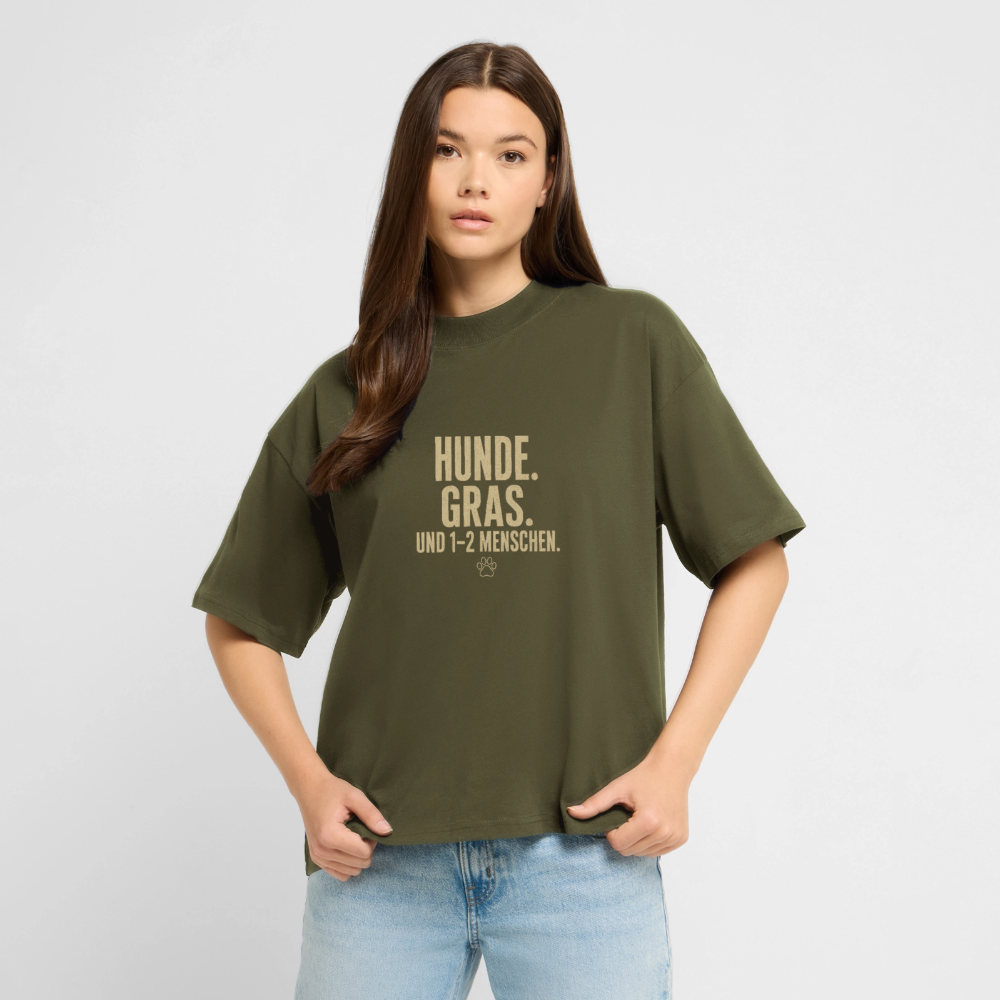 HUNDE. GRAS. Unisex Oversized Bio-T-Shirt - Khaki