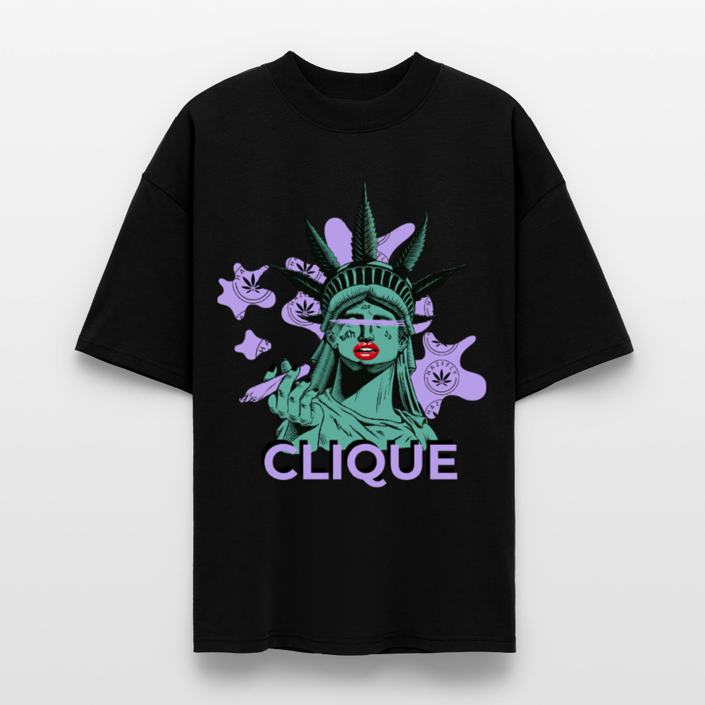 420 CLIQUE Oversized Unisex Bio T-Shirt - Schwarz