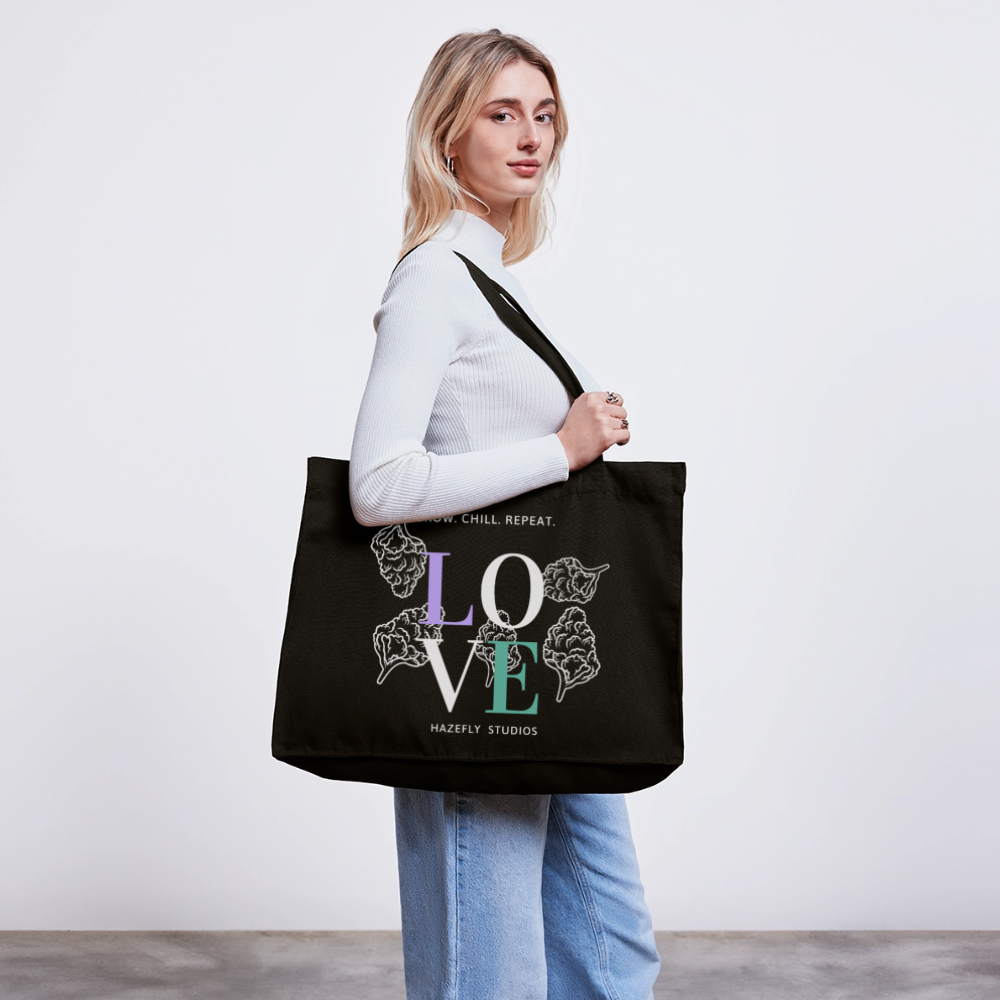 GROW. CHILL. REPEAT. recycelter Shopping Bag - Schwarz
