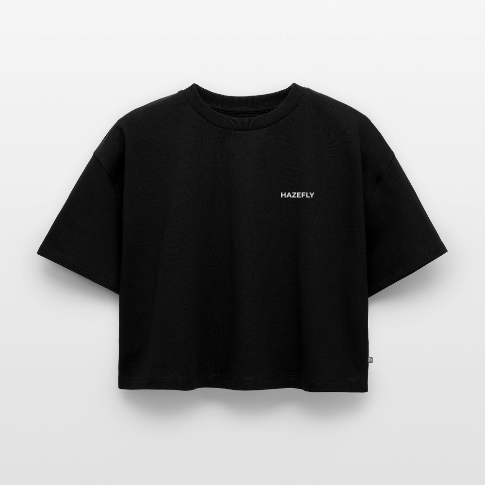 HF SIGNATURE Frauen Oversized Cropped T-Shirt - Schwarz