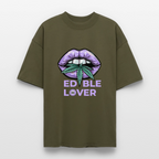 EDIBLE LOVER Oversized Unisex Bio T-Shirt - Khaki