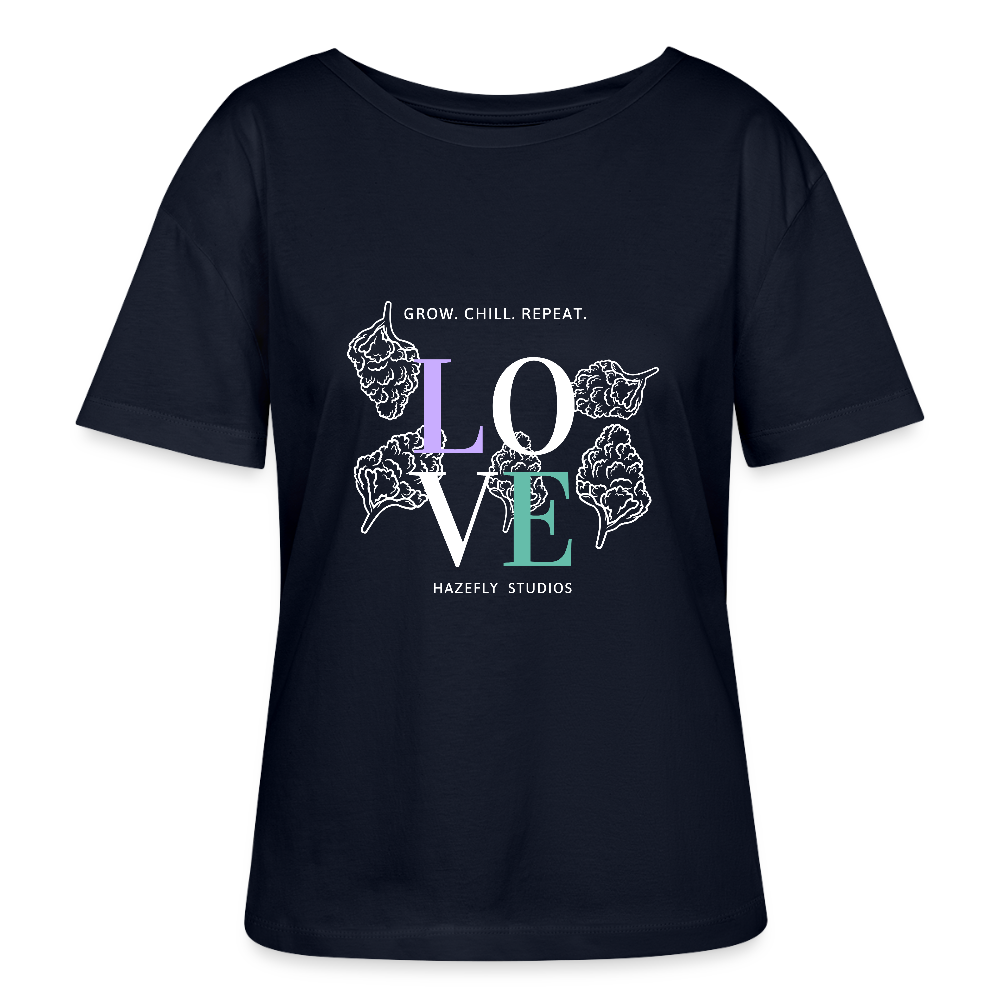 GROW. CHILL. REPEAT. Relaxed Frauen Bio-T-Shirt - Navy