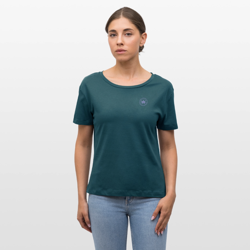 LOGO MAUVE Relaxed Frauen Bio-T-Shirt - Dunkles Petrol