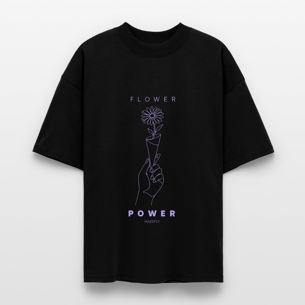 FLOWER POWER Oversized Unisex Bio T-Shirt - Schwarz