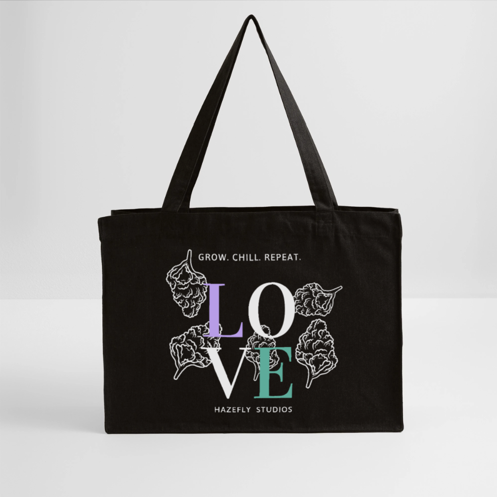 GROW. CHILL. REPEAT. recycelter Shopping Bag - Schwarz