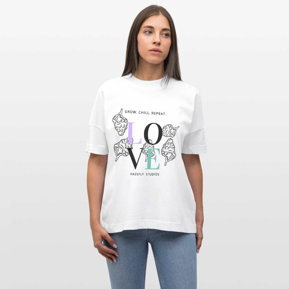 GROW. CHILL. REPEAT. Oversized Unisex Bio T-Shirt - Weiß