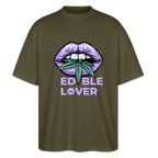 EDIBLE LOVER Oversized Unisex Bio T-Shirt - Khaki