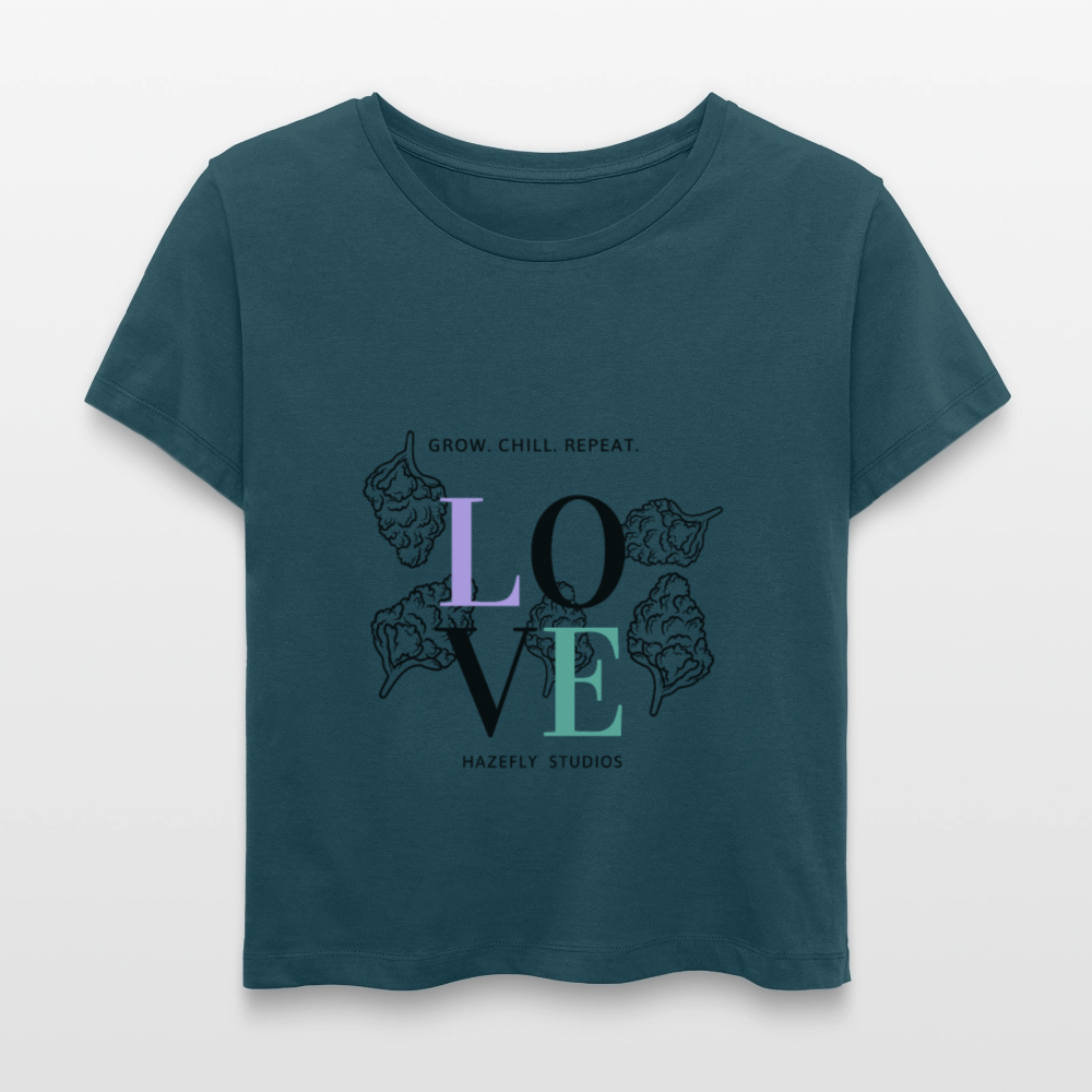 GROW. CHILL. REPEAT. Relaxed Frauen Bio-T-Shirt - Dunkles Petrol