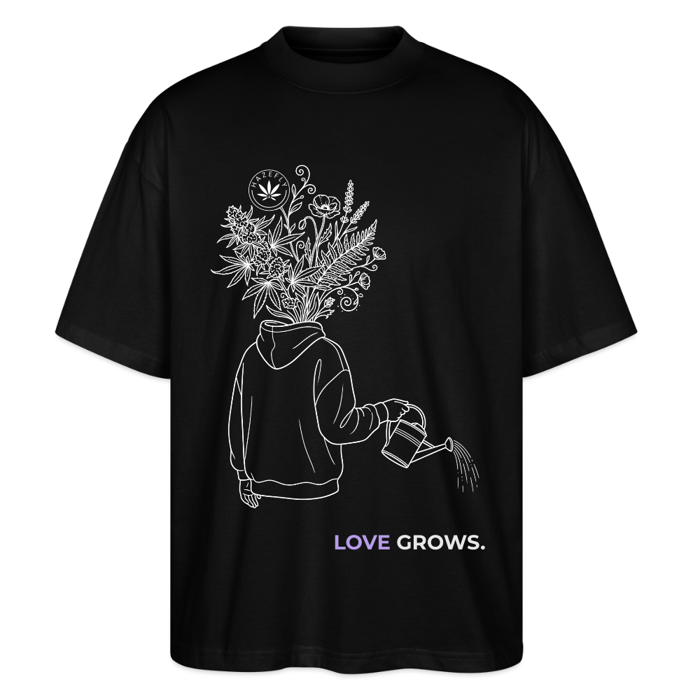 LOVE GROWS II Oversized Unisex Bio T-Shirt - Schwarz