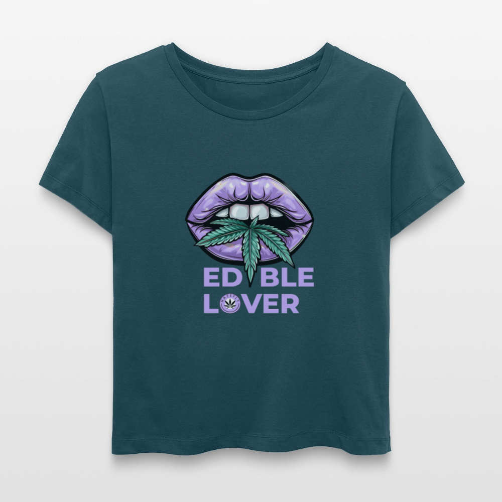 EDIBLE LOVER Relaxed Frauen Bio-T-Shirt - Dunkles Petrol