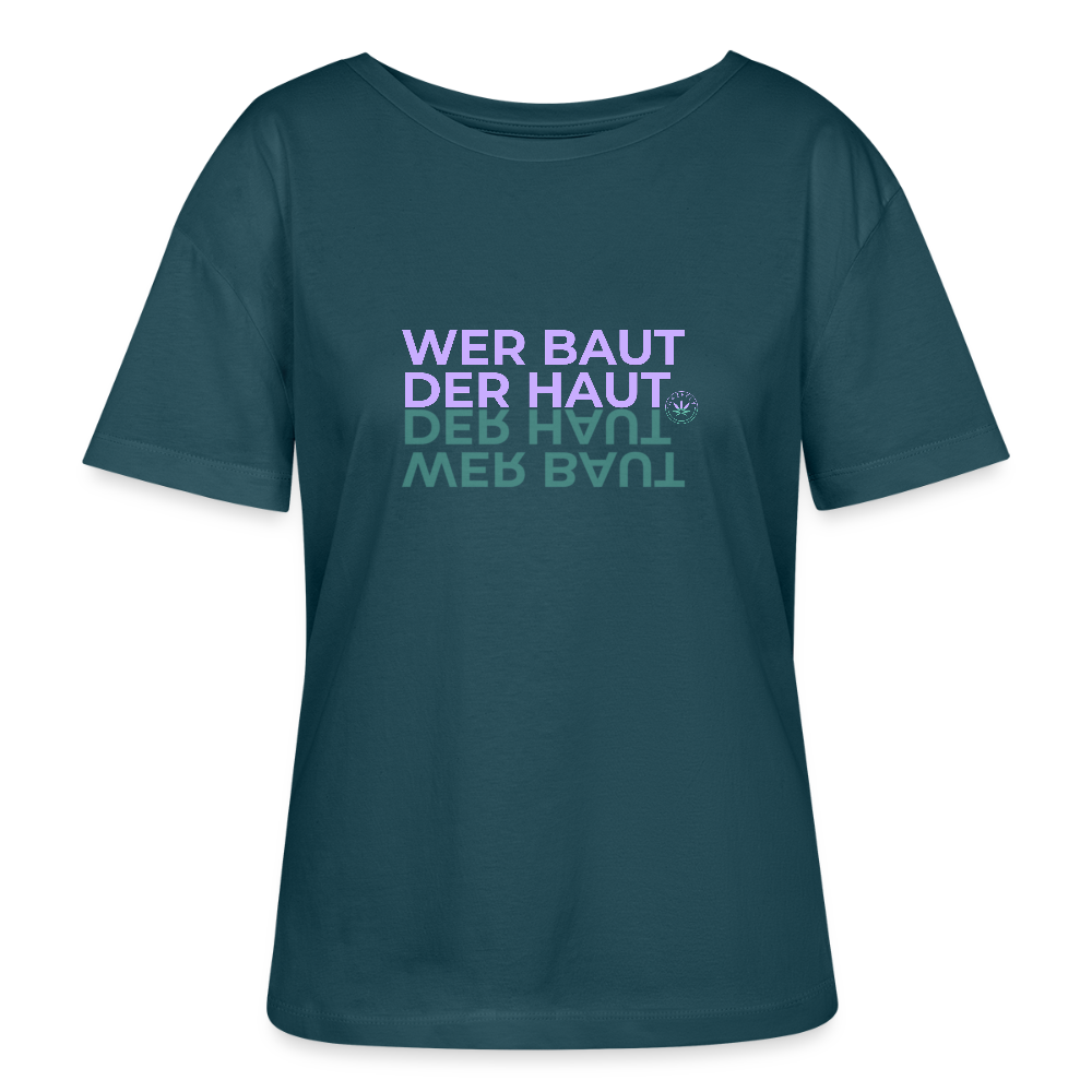 WER BAUT Relaxed Rundhals Frauen Bio-T-Shirt - Dunkles Petrol