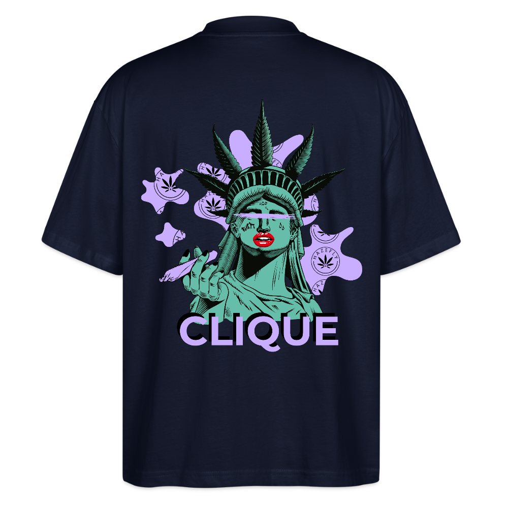 420 CLIQUE 2.0. Oversized Unisex Bio T-Shirt - Navy