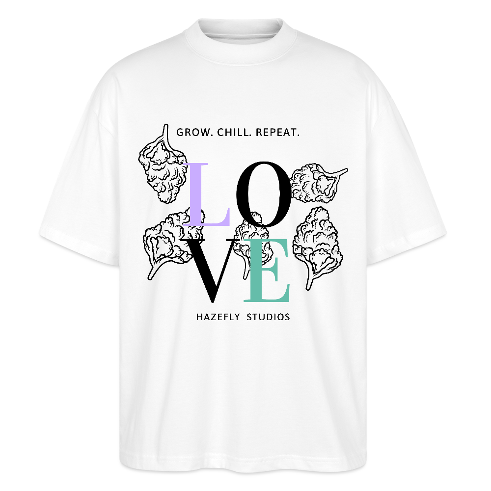 GROW. CHILL. REPEAT. Oversized Unisex Bio T-Shirt - Weiß
