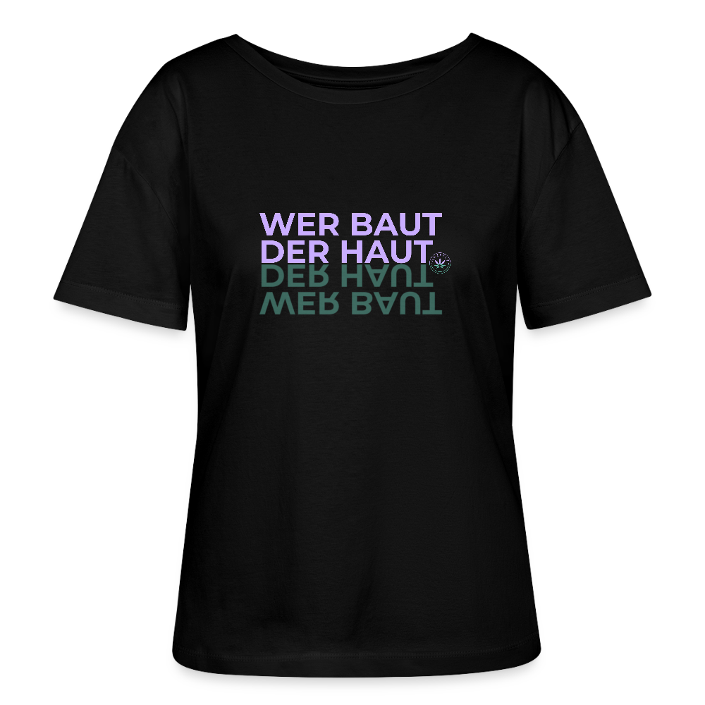 WER BAUT Relaxed Rundhals Frauen Bio-T-Shirt - Schwarz