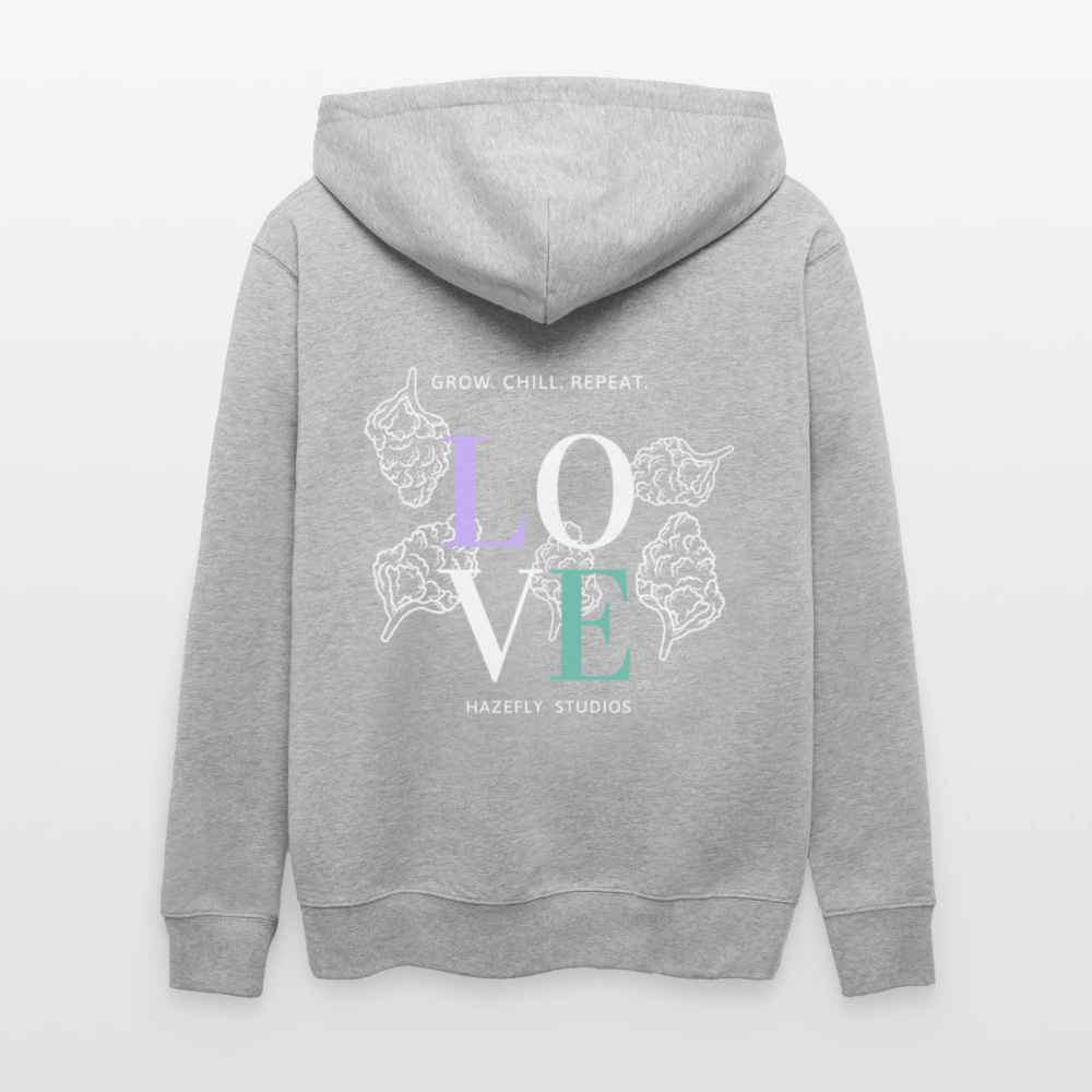 GROW. CHILL. REPEAT. Unisex Bio-Kapuzenjacke - Grau meliert