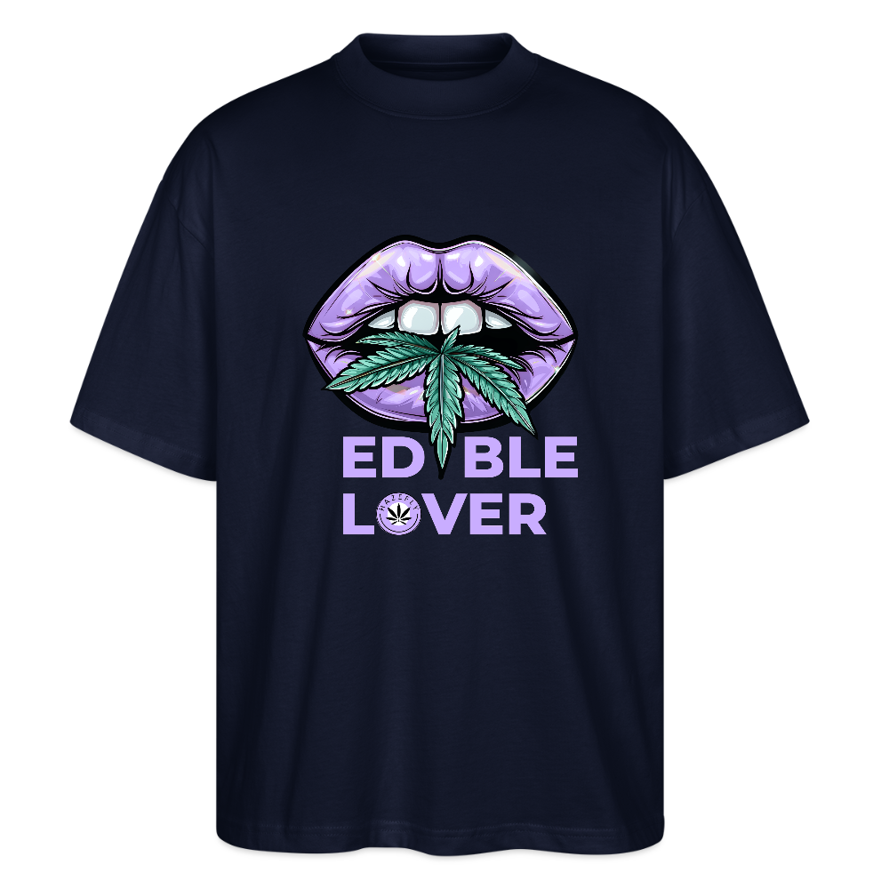 EDIBLE LOVER Oversized Unisex Bio T-Shirt - Navy