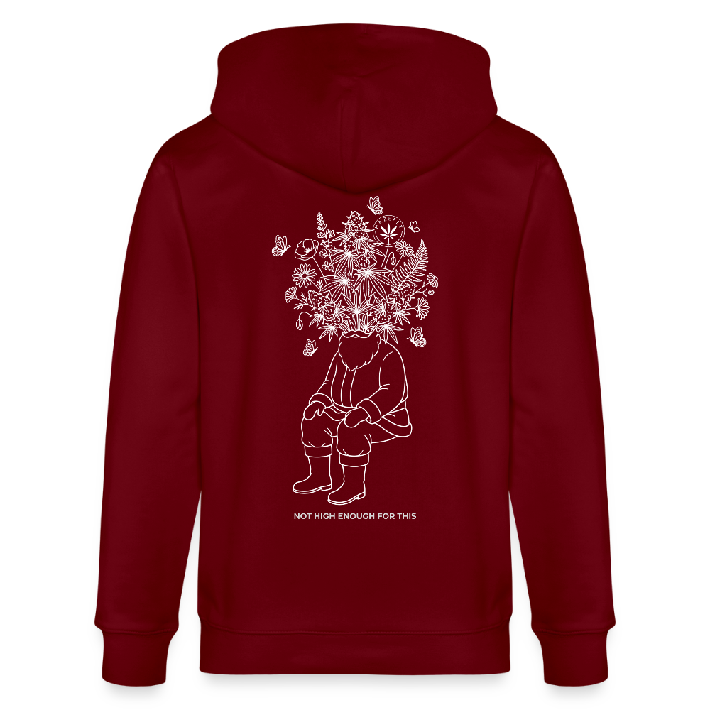 NOT HIGH ENOUGH Unisex Bio-Kapuzenjacke - Burgunderrot