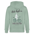 RIDE HIGH Unisex Bio-Kapuzenjacke - Helles Graugrün