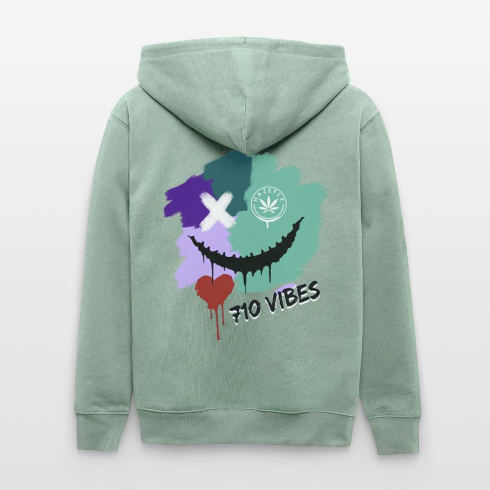 710 VIBES Unisex Bio-Kapuzenjacke - Helles Graugrün