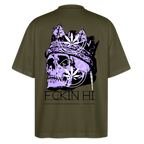 420 SKULL Oversized Unisex Bio T-Shirt - Khaki