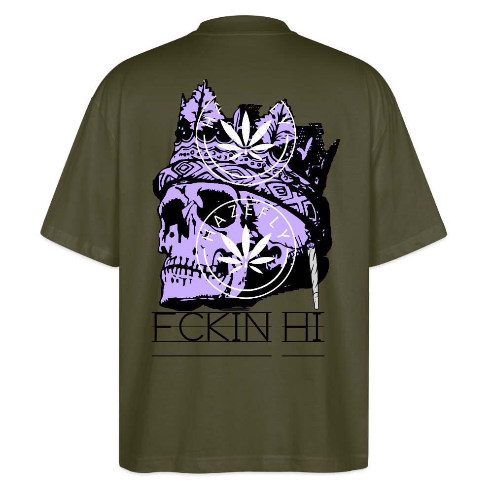 420 SKULL Oversized Unisex Bio T-Shirt - Khaki