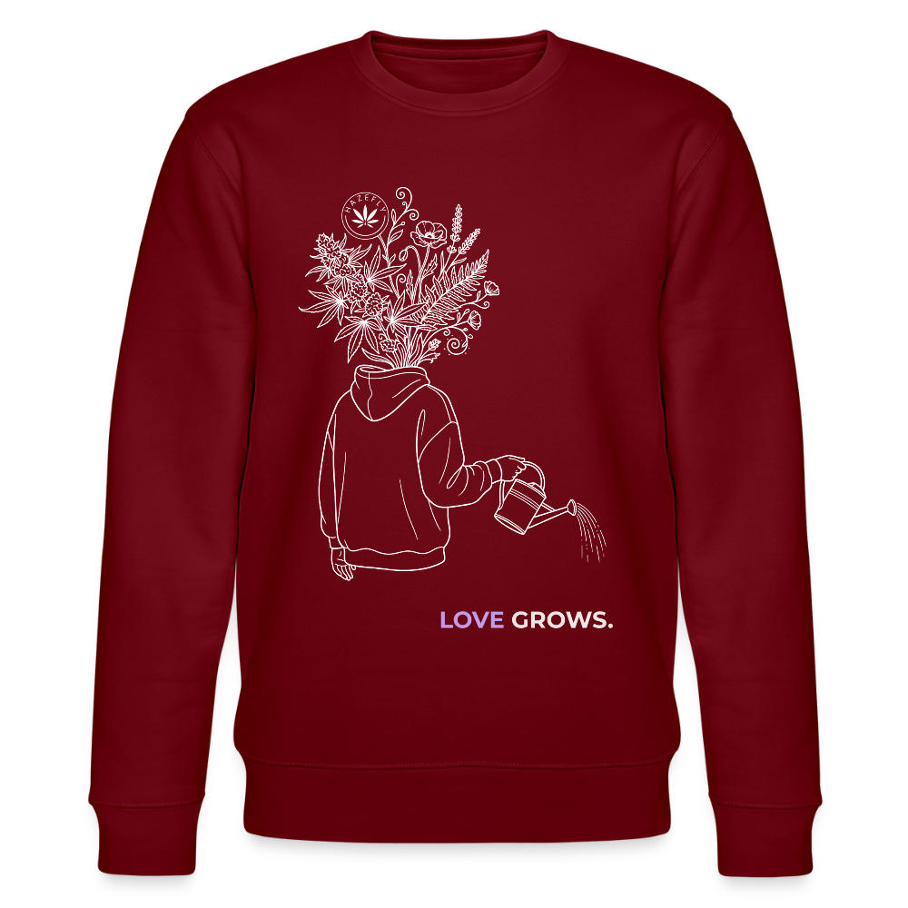 LOVE GROWS II Unisex Bio-Sweatshirt - Burgunderrot