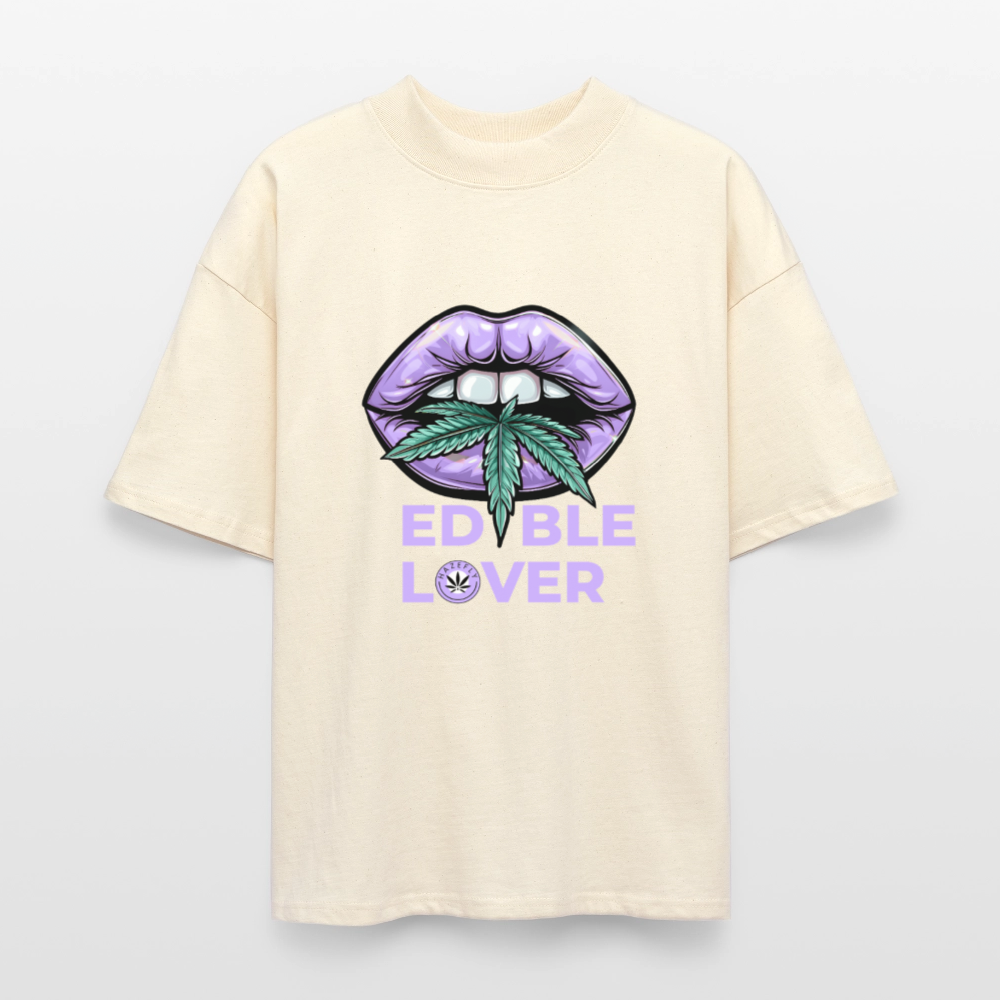 EDIBLE LOVER Oversized Unisex Bio T-Shirt - Weißgrau