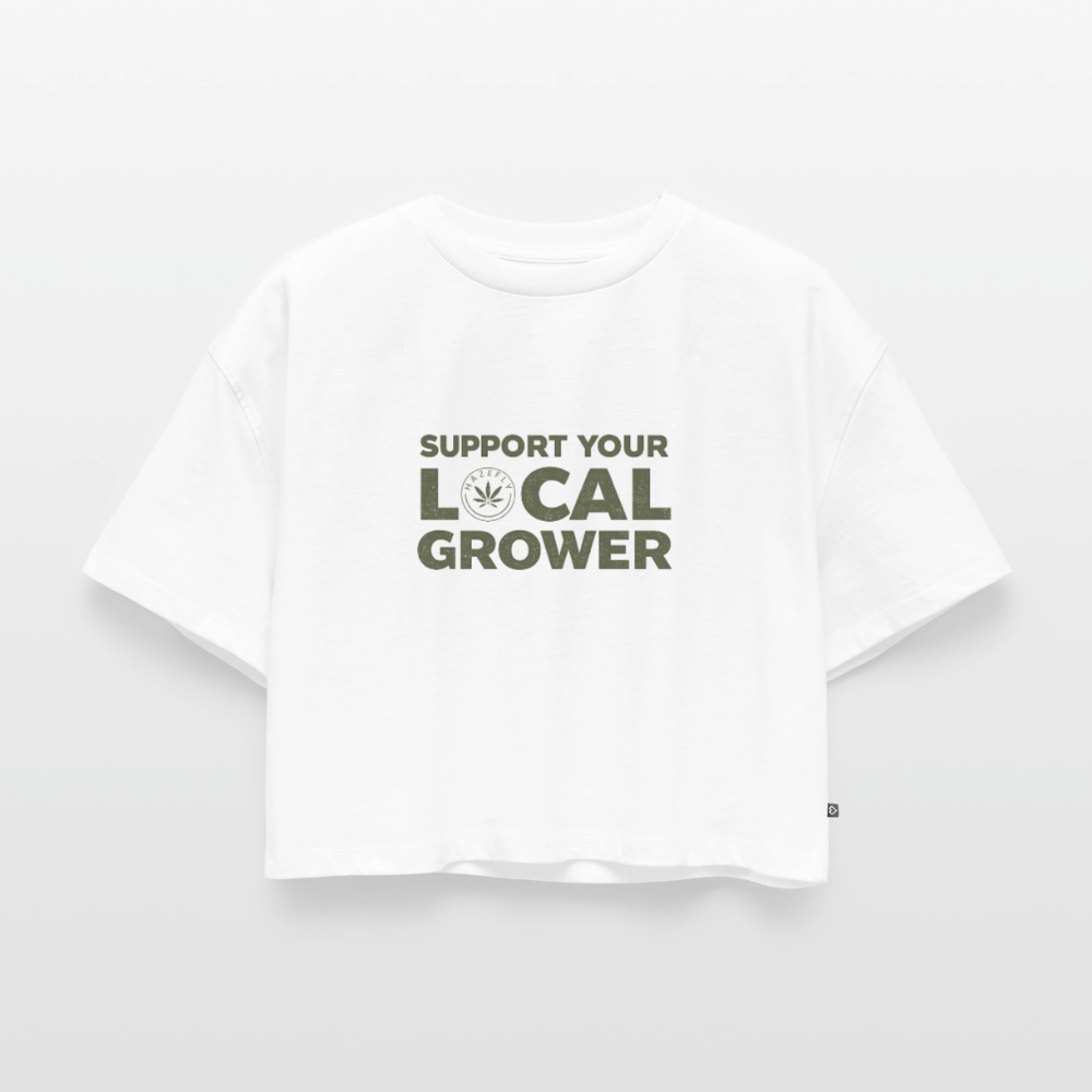 LOCAL GROWER Frauen Oversized Cropped T-Shirt - Weiß