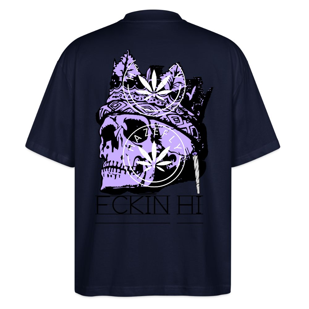 420 SKULL Oversized Unisex Bio T-Shirt - Navy