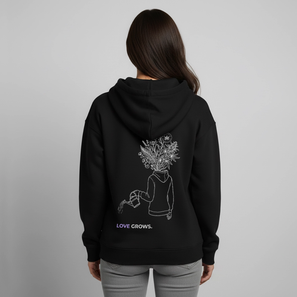 LOVE GROWS I Oversized Unisex Bio-Hoodie - Schwarz