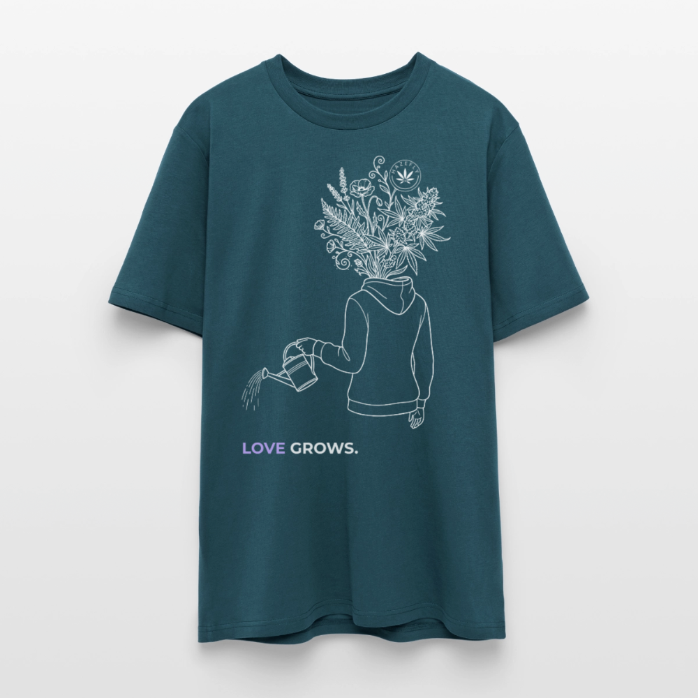 LOVE GROWS I Unisex Bio-T-Shirt - Dunkles Petrol
