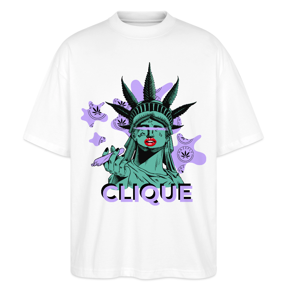 420 CLIQUE Oversized Unisex Bio T-Shirt - Weiß