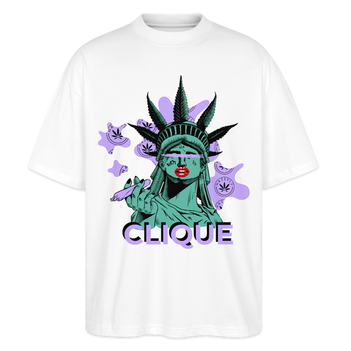 420 CLIQUE Oversized Unisex Bio T-Shirt - Weiß