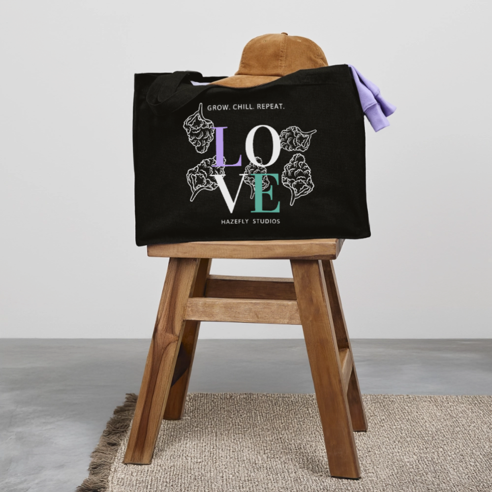 GROW. CHILL. REPEAT. recycelter Shopping Bag - Schwarz