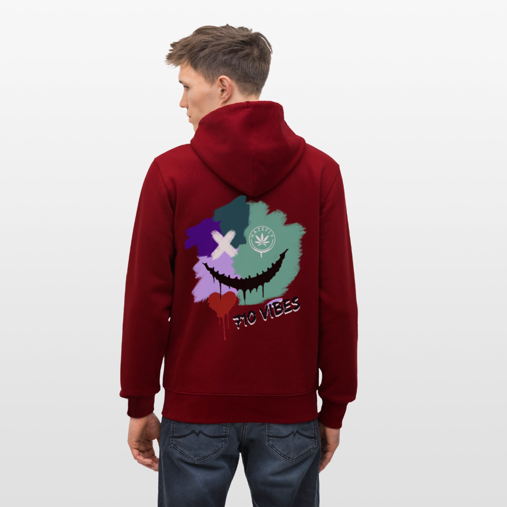 710 VIBES Unisex Bio-Kapuzenjacke - Burgunderrot