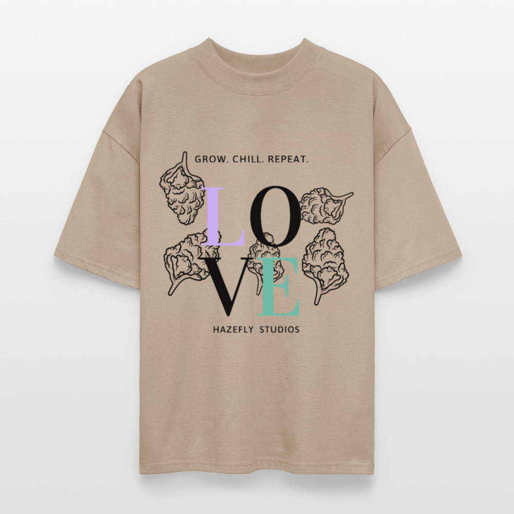 GROW. CHILL. REPEAT. Oversized Unisex Bio T-Shirt - Steingrau