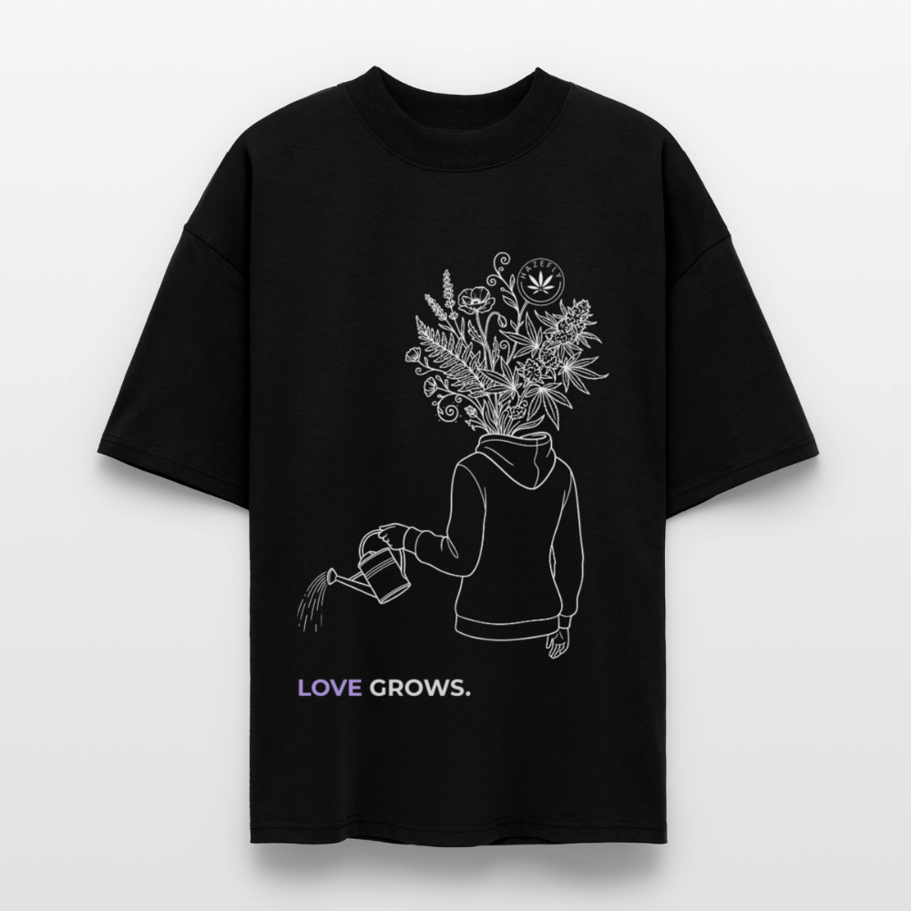 LOVE GROWS I Oversized Unisex Bio T-Shirt - Schwarz
