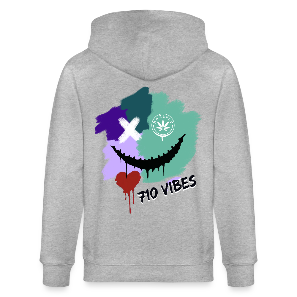 710 VIBES Unisex Bio-Kapuzenjacke - Grau meliert