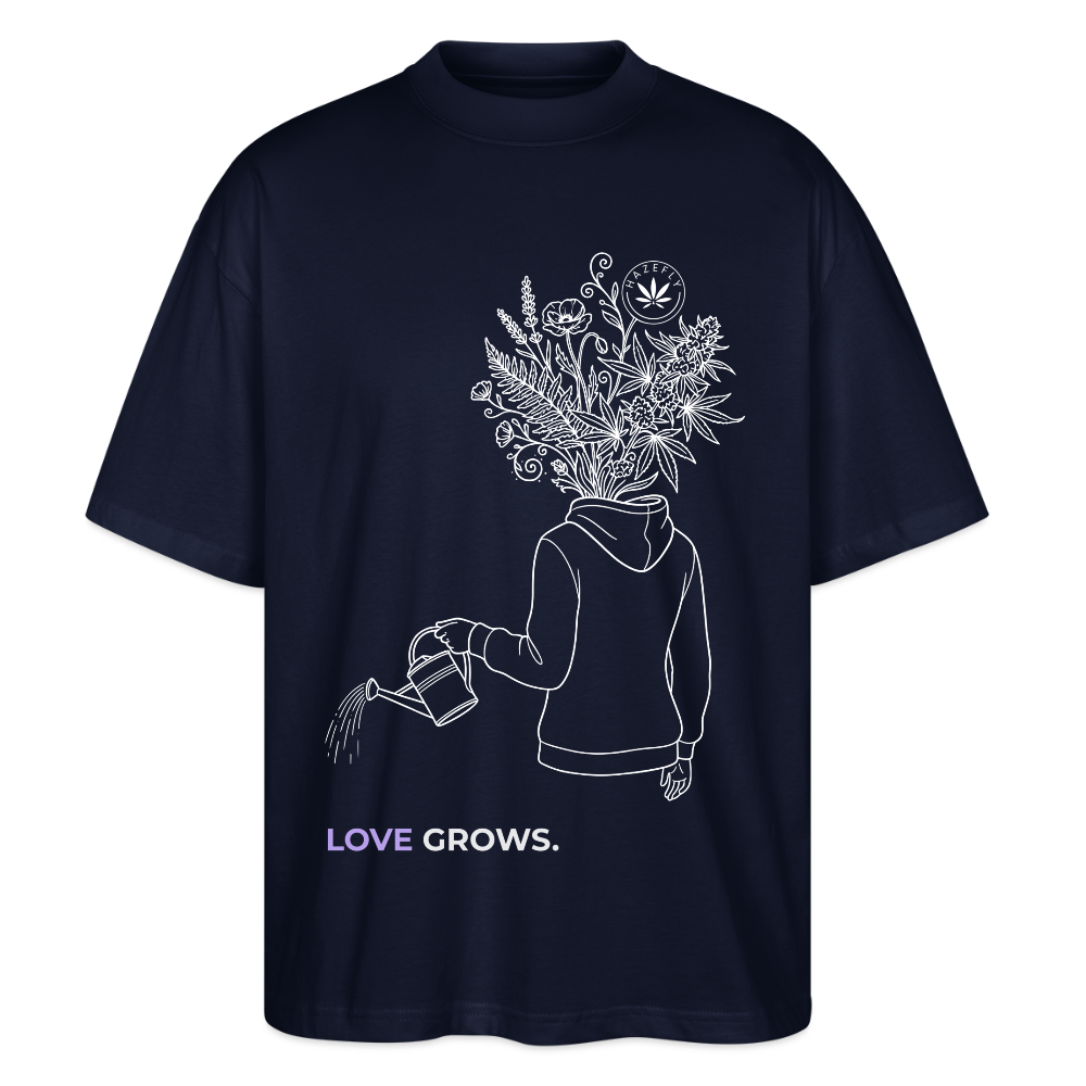 LOVE GROWS I Oversized Unisex Bio T-Shirt - Navy