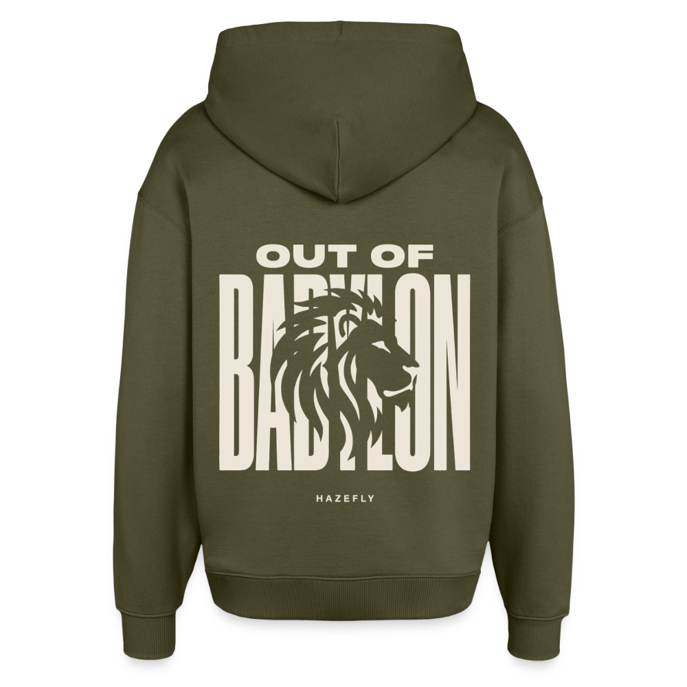OUT OF BABYLON Oversized Unisex Bio-Hoodie - Khaki