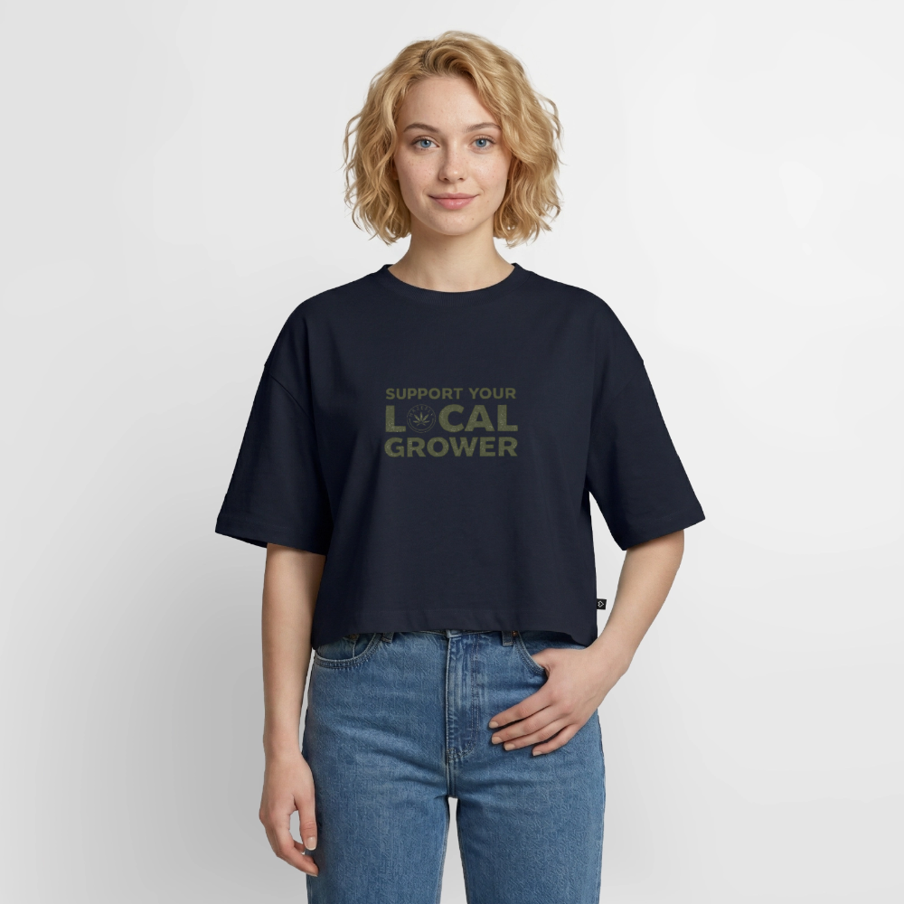 LOCAL GROWER Frauen Oversized Cropped T-Shirt - Navy