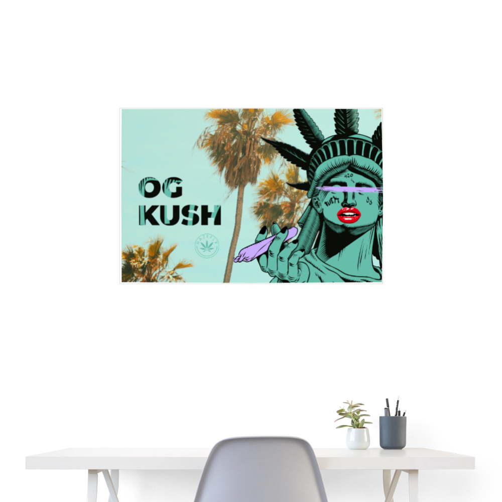 OG KUSH X 420 CLIQUE Poster 90x60 cm - Weiß