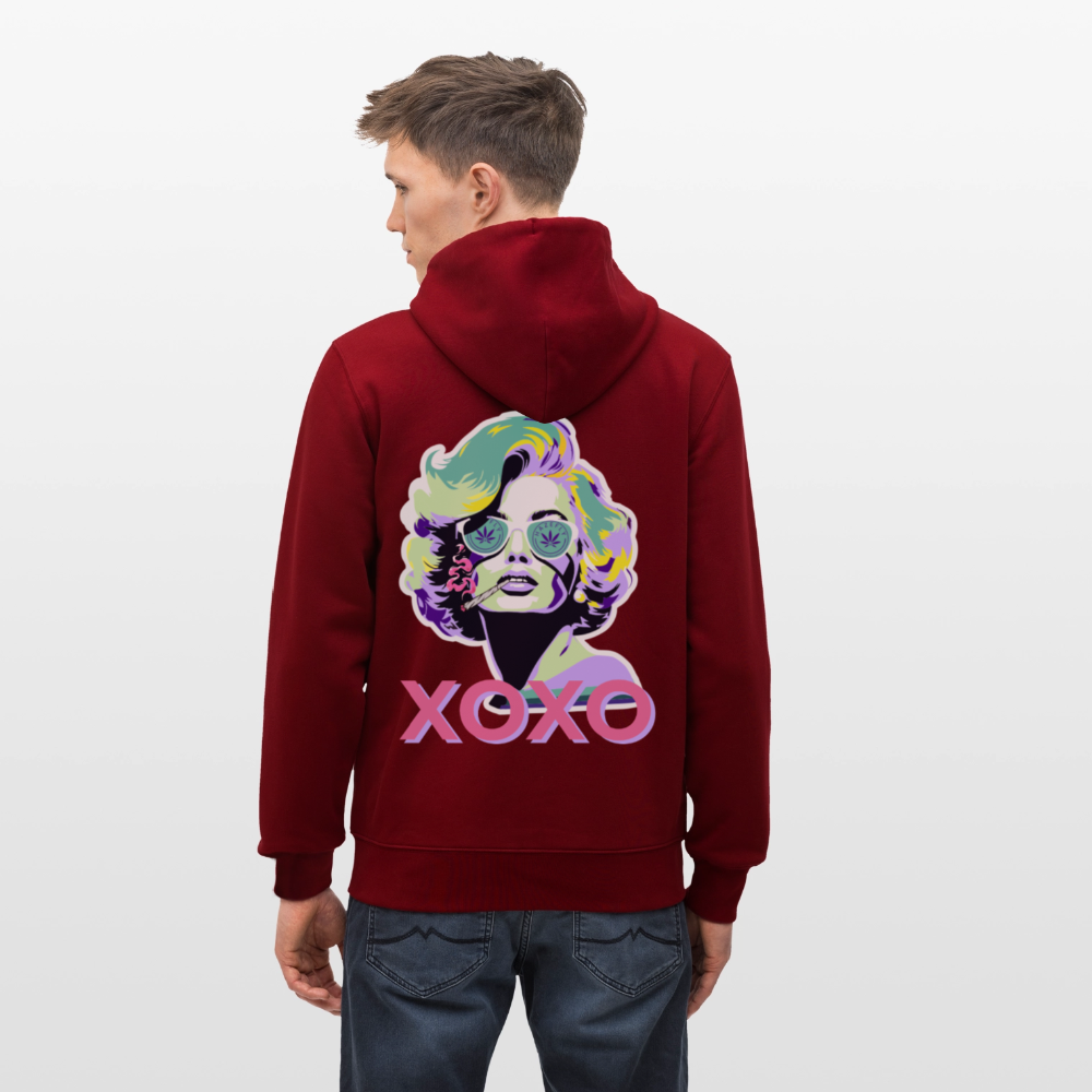 MARYLIN XOXO Unisex Bio-Kapuzenjacke - Burgunderrot