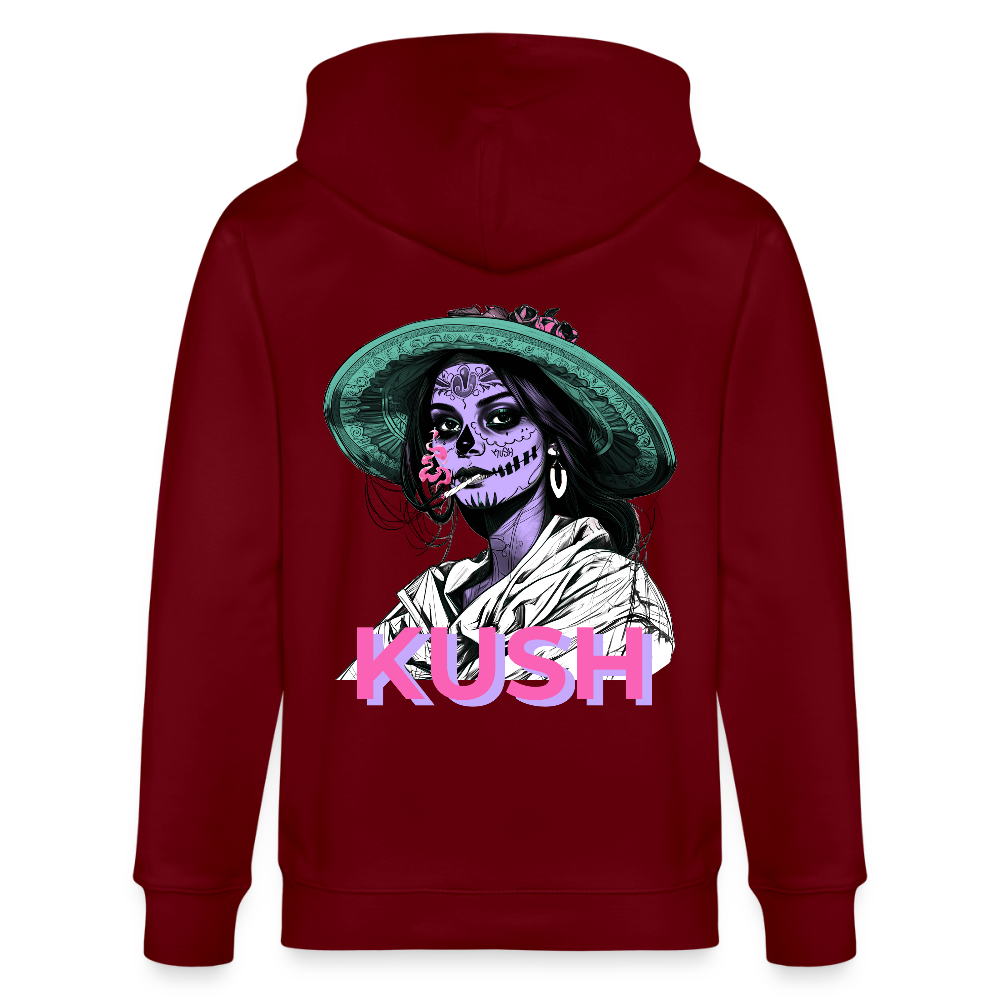 LA CATRINA KUSH Unisex Bio-Kapuzenjacke - Burgunderrot