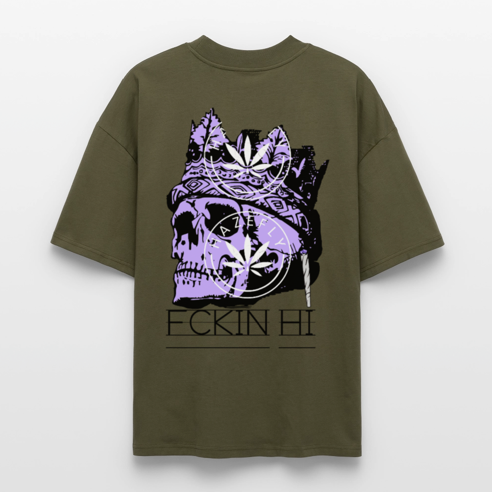 420 SKULL Oversized Unisex Bio T-Shirt - Khaki