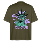 420 CLIQUE 2.0. Oversized Unisex Bio T-Shirt - Khaki