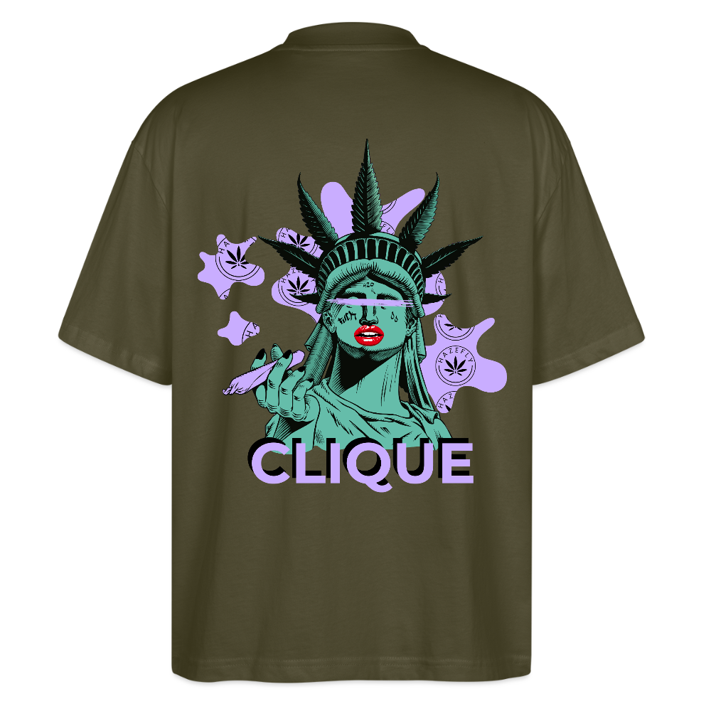 420 CLIQUE 2.0. Oversized Unisex Bio T-Shirt - Khaki