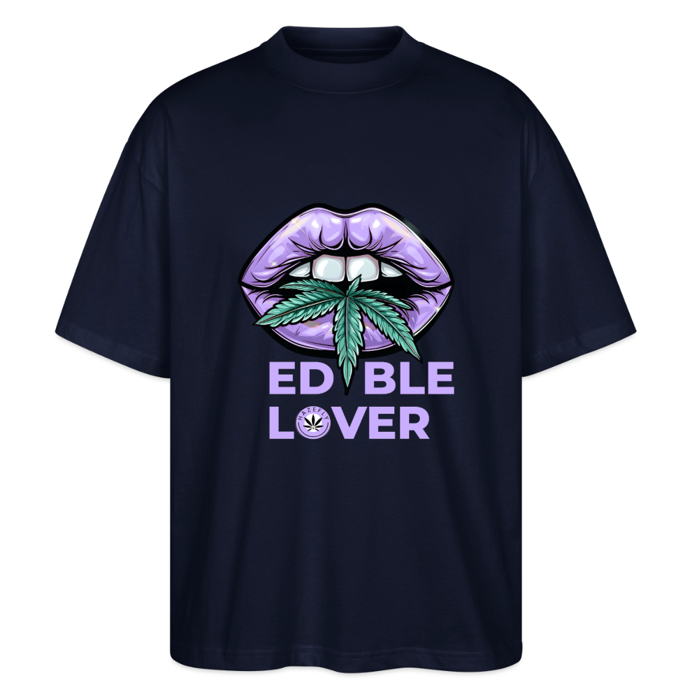 EDIBLE LOVER Oversized Unisex Bio T-Shirt - Navy