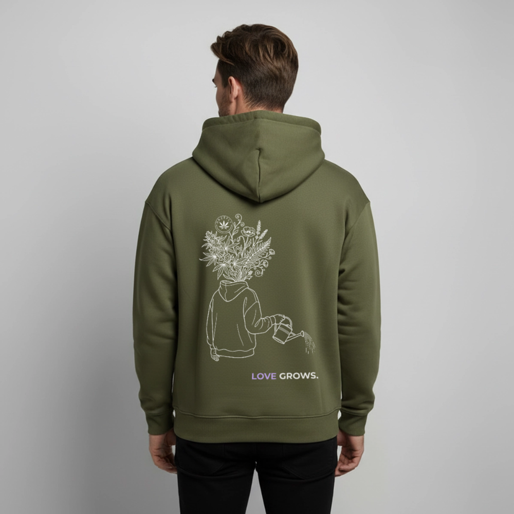 LOVE GROWS II Unisex Bio-Hoodie - Khaki