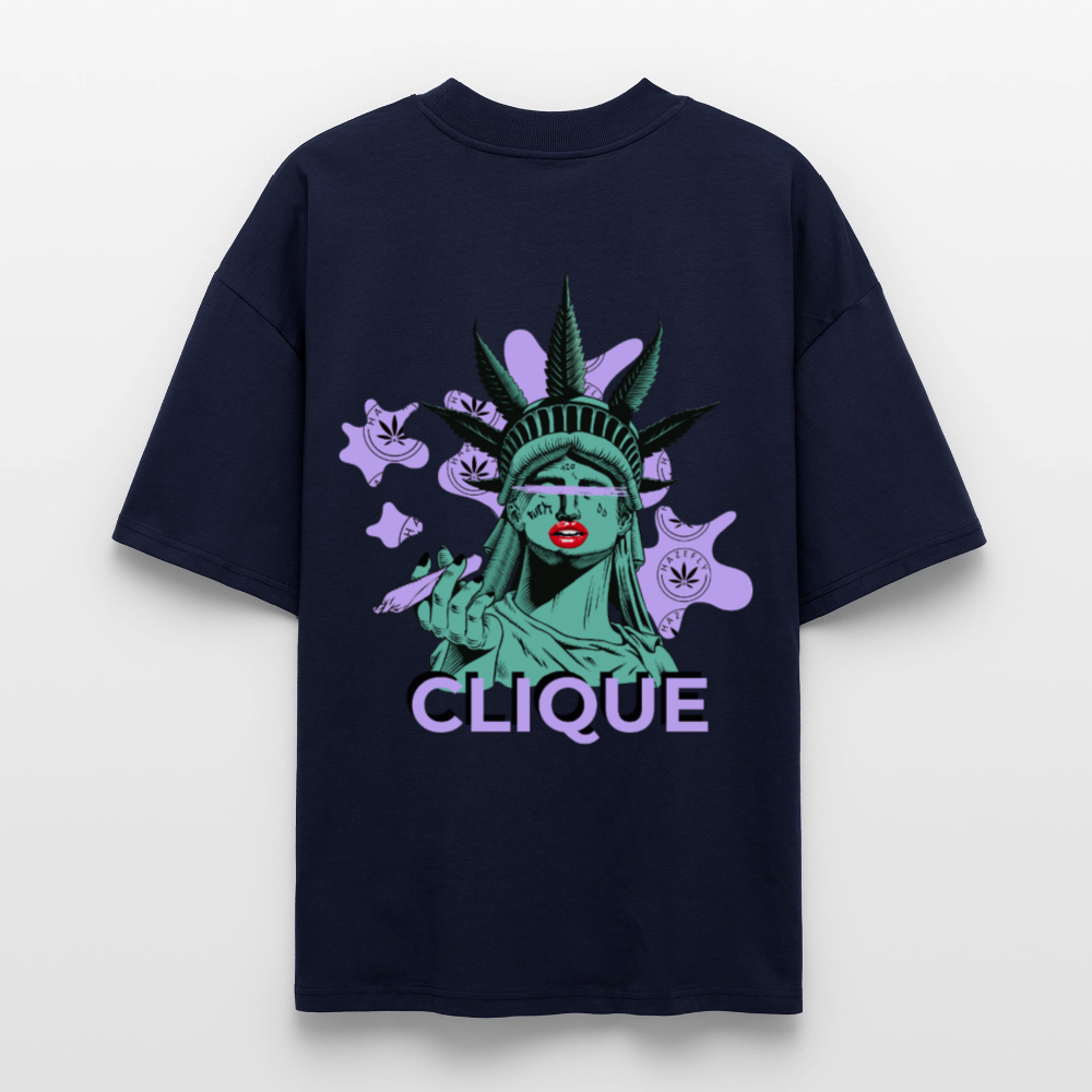 420 CLIQUE 2.0. Oversized Unisex Bio T-Shirt - Navy